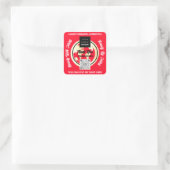 ビジ感謝していネスQRコードロゴ金ゴールドマップ赤 スクエアシール (バッグ)