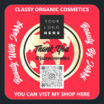 ビジ感謝していネスQRコードロゴ金ゴールドマップ赤 スクエアシール<br><div class="desc">これは単にあなたのモダンビジネスに顧客を集め救済て、あなたのビジネスを成長させるツールであるflorenceKdesig@gmail.com特別な日を持って！フィレンツェKデザイン</div>