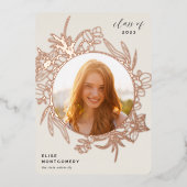 ビスク |フローラフォイル写真卒業のお知らせ 箔招待状 (正面)