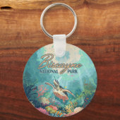 ビスケインナショナルパークフロリダタートルコーラルレトロ キーホルダー (裏面)