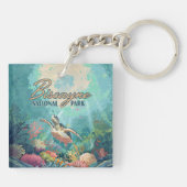 ビスケインナショナルパークフロリダタートルコーラルレトロ キーホルダー (裏面)