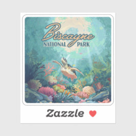 ビスケインナショナルパークフロリダタートルコーラルレトロ シール