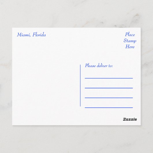 ビスケインベイマイアミビーチフロリダトラベルハガキ ポストカード (裏面)
