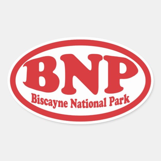 ビスケイン国立公園赤いオーバルステッカー 楕円形シール (正面)
