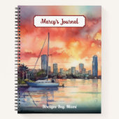 ビスケイン湾からマイアミの水色の夕日 ノートブック (正面)