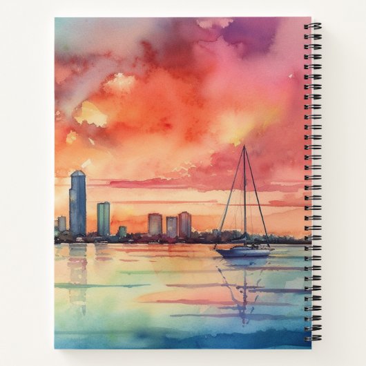 ビスケイン湾からマイアミの水色の夕日 ノートブック (裏面)