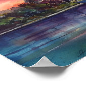 ビスケイン湾からマイアミの水色の夕日 ポスター (角)