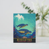 ビスケイン、ウミガメ水中、フローライダ、旅行 ポストカード (スタンド正面)