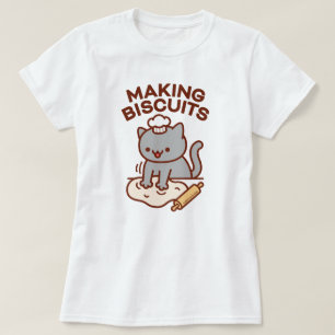 ビスケットおもしろい猫 Tシャツ