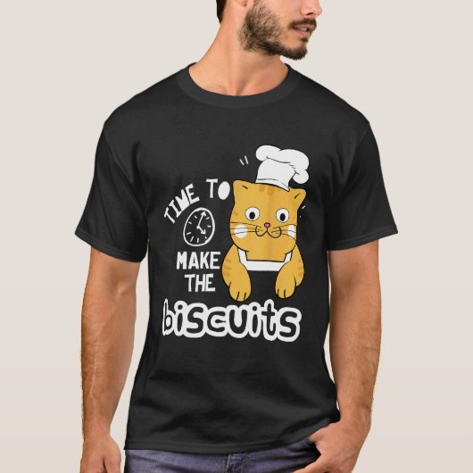 ビスケットを作る時間です ネコシェフ Tシャツ (正面)