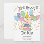 ビスケットサモエードドッグ誕生日パーティーの招待 招待状 (正面/裏面)