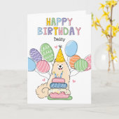 ビスケットホワイトサモエードドッグハッピーバースデーカード カード (黄色い花)