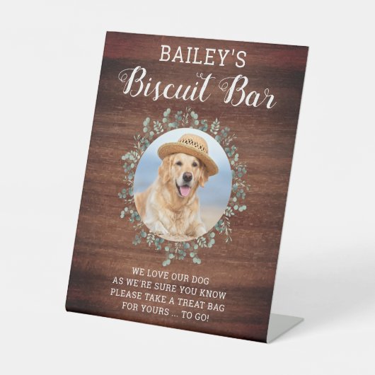 ビスケット素朴バーペットフォトドッグ結婚式の引き出物 台座サイン (正面)