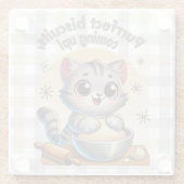 「ビスケッ来トを狙って」練り猫 ガラスコースター (裏面)