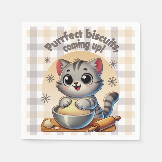 「ビスケッ来トを狙って」練り猫 スタンダードカクテルナプキン (正面)