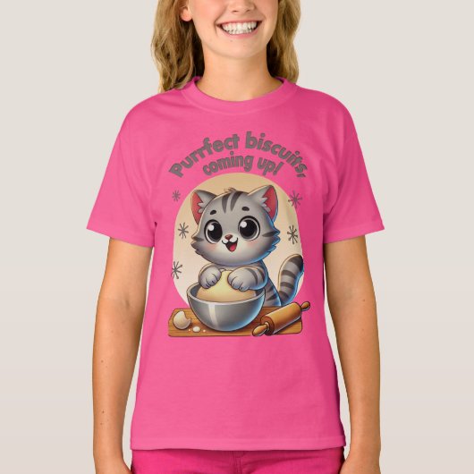 「ビスケッ来トを狙って」練り猫 Tシャツ (正面)
