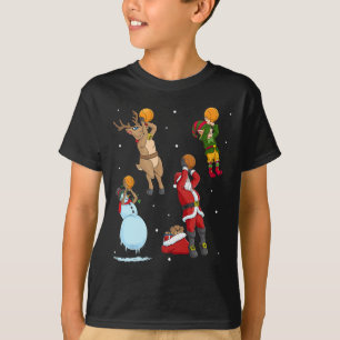 ビスケトビル投げるクリスマスプレーヤーサンタクロース Tシャツ