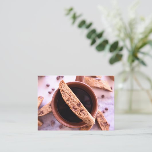 ビスコティコーヒーショップベーカリーパティシシェフフードカフェ 名刺 (スタンド正面)