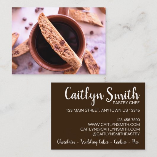ビスコティコーヒーショップベーカリーパティシシェフフードカフェ 名刺 (正面/裏面)