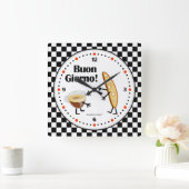 ビスコティ&コーヒー – ブオンジョルノ – 食フレンドリー品 スクエア壁時計 (ホーム)