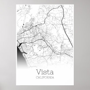 ビスタの地図 – カリフォルニア – 市の地図ポスター ポスター