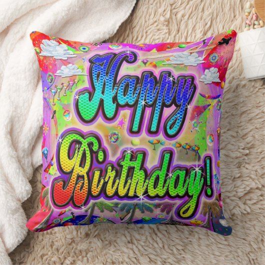 ビスタ表現ハッピーバースデー枕 クッション (ブランケット)