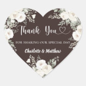 ビストル茶色の白い花模様感謝していハートユー結婚ズ ハートシール (正面)