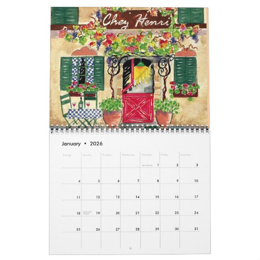 ビストロのカレンダー カレンダー (1月 2026)