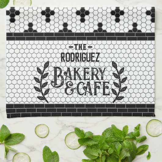 ビストロタイルパーソナライズされたキッチンタオル キッチンタオル (折り畳み)