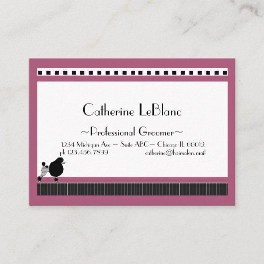 ビストロプードルイン白黒&ピンク 名刺 (正面)