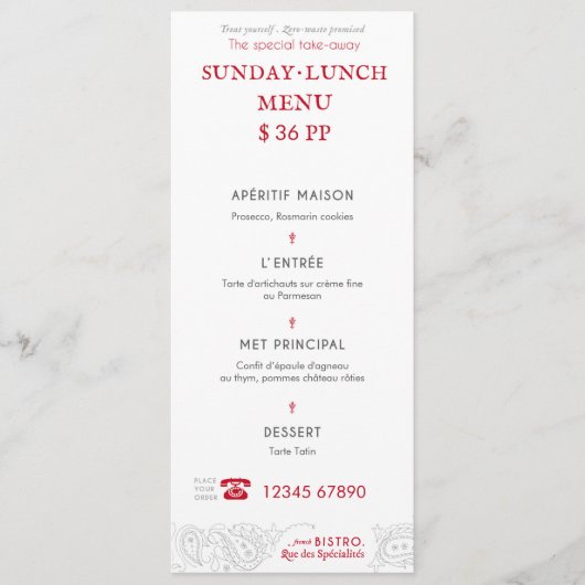 ビストロメニューカード メニュー (正面)