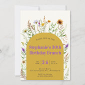 ビストロモダンワイルドフラワーボホフレーム30歳の誕生日 招待状 (正面)