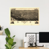 ビスマルクノースダコタ1883アンティークパノラママップ ポスター (ホームオフィス)