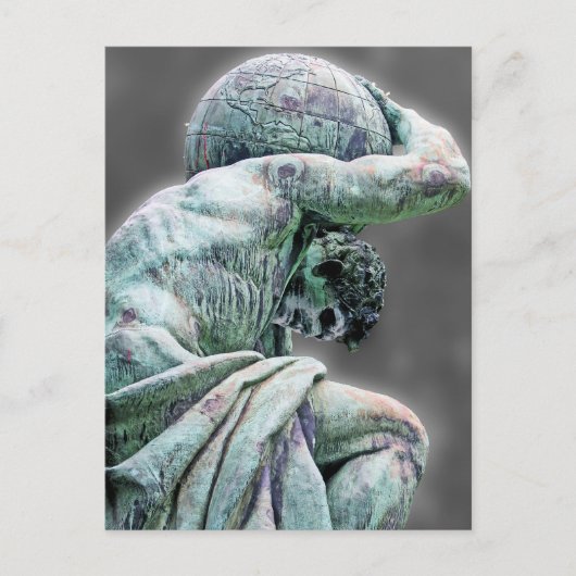 ビスマルク像、ベルリン、ギリシャ神アトラス、グレーバック ポストカード (正面)