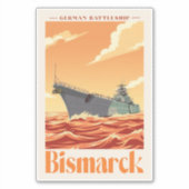 ビスマルク ドイツ戦艦 - ヴィンテージ 海軍 ポスター シール (正面)