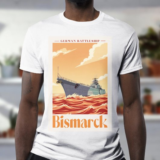 ビスマルク ドイツ戦艦 - ヴィンテージ 海軍 ポスター Tシャツ