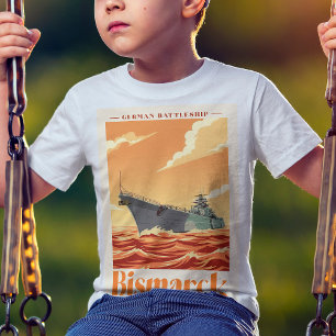 ビスマルク ドイツ戦艦 - ヴィンテージ 海軍 ポスター Tシャツ