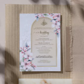 ビスミッラを添えた豪華なムスリムの結婚式招待状 招待状