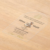 ビスミラモノグラムのアイボリー金ゴールド アクリル招待状 (レイダウン)