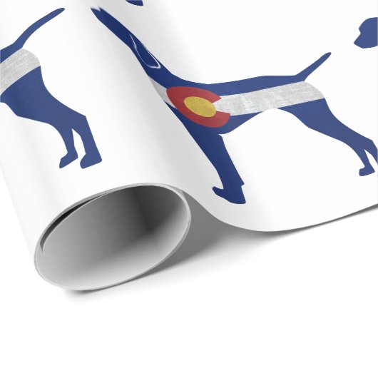 ビズスラドッグブリードシルエットコロラド州旗 ラッピングペーパー (ロールコーナー)