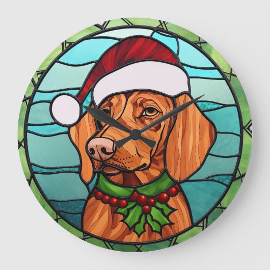 ビズラのステンドグラスのクリスマス ラージ壁時計 (正面)