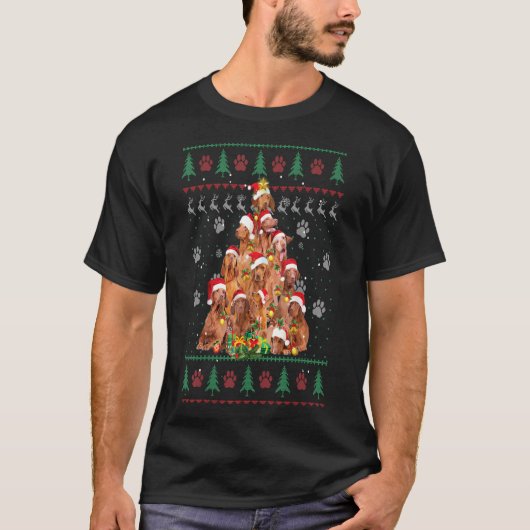 ビズラクリスマスドッグラバーギフトブリーセータークリスマス Tシャツ (正面)