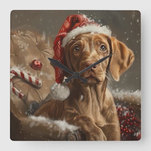 ビズラドッグクリスマスフェスティバル スクエア壁時計 (正面)