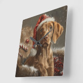 ビズラドッグクリスマスフェスティバル スクエア壁時計 (傾斜)