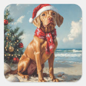ビズラドッグクリスマスヴィンテージビーチ スクエアシール (正面)