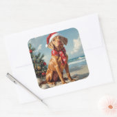 ビズラドッグクリスマスヴィンテージビーチ スクエアシール (封筒)