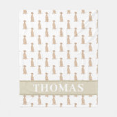 ビズラパーソナライズされたベビーブランケットピンク&ホワイト フリースブランケット (正面)