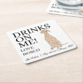 ビズラパーソナライズされた結婚ズ スクエアペーパーコースター (アングル)