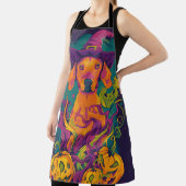 ビズラ不気味ドッグハロウィーン魔女とカボチャ エプロン (インサイチュ)