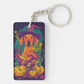 ビズラ不気味ドッグハロウィーン魔女とカボチャ キーホルダー (裏面)